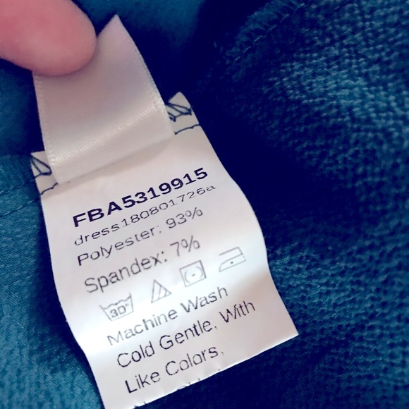 Teal Blue Long Sleeve Cocktail Dress - Picture 11 of 16